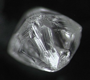 Grønlands foreløbig største diamant er 1,9 mm på længste led. Foto: GEUS