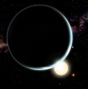 Planeter kan ikke dannes tæt på to sole, der roterer omkring hinanden. mEN DE KAN GODT SNIGEN SIG HEN TIL DEM EFTER DER ER DANNET. gRAFIK: David A. Aguilar (CfA)
