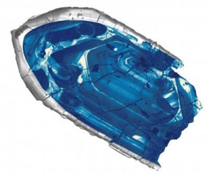 Jordens ældste sten er denne mikroskopiske krystal af zirkon. Den er 4,4 milliarder år gammel. Foto: John Valley.