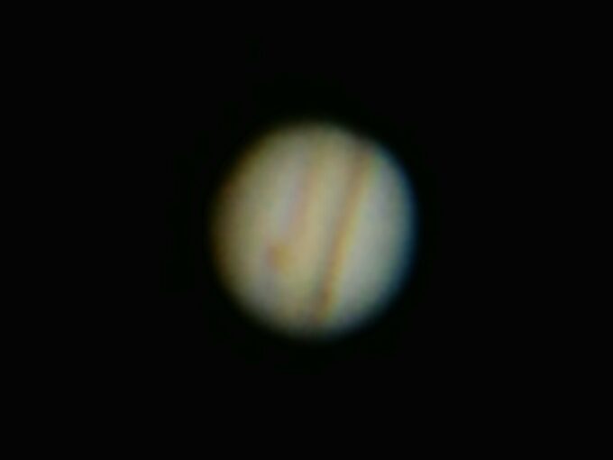 Jupiter fotograferet gennem teleskop med telefon